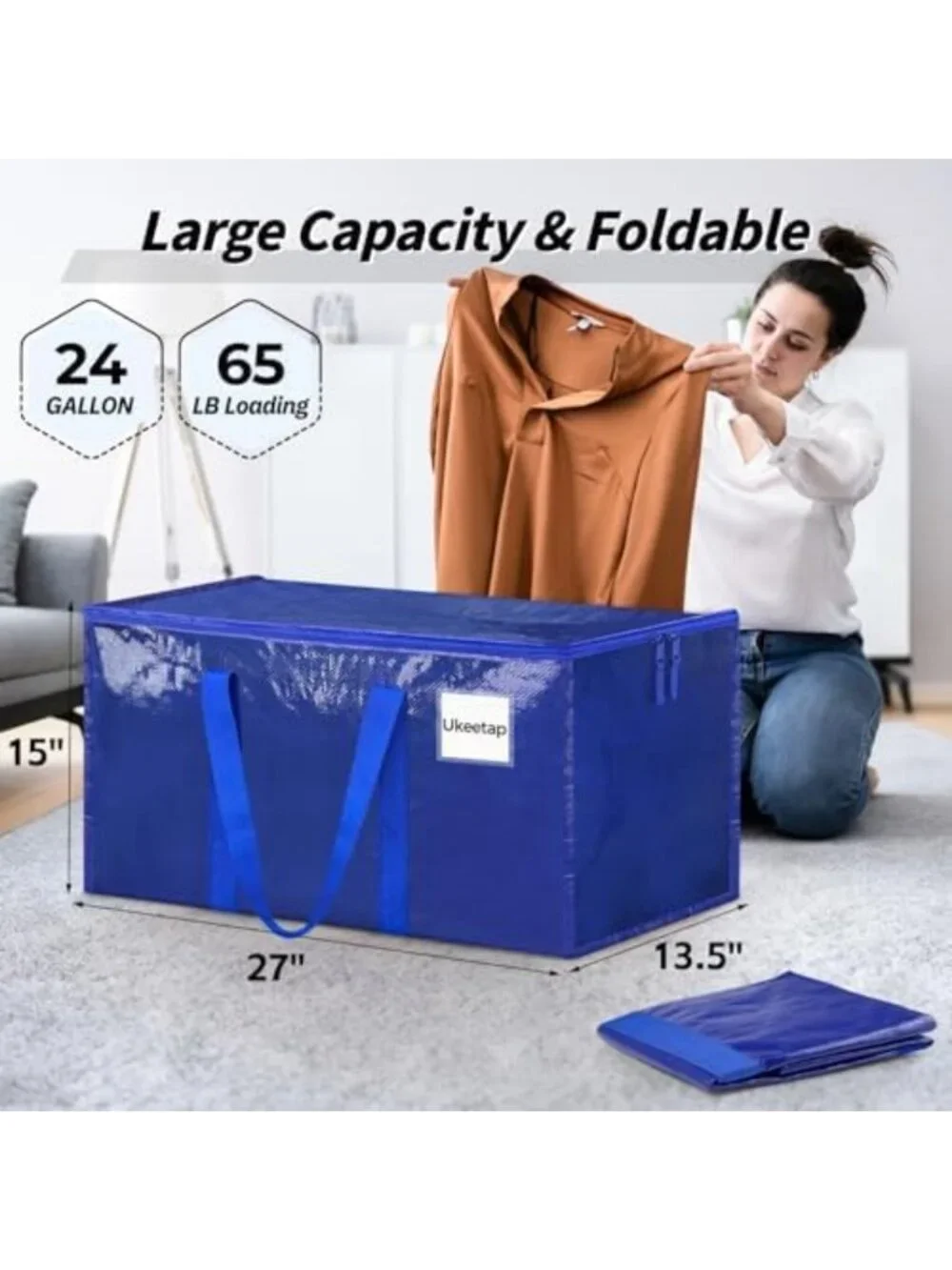 Extra Large Blue Clothes Storage Bins with Lids - 8 Pack, Organize & Simplify!